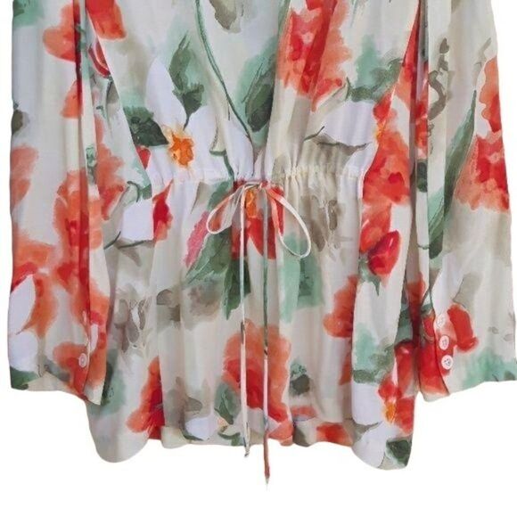 Vtg 80's Carole Little‎ Blazer Lightweight Tie Cinched Back Spring Floral Sz 8P - Picture 8 of 8